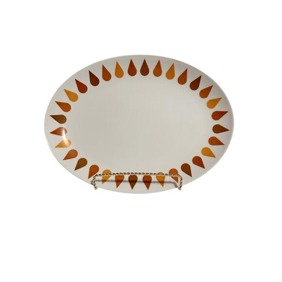Vintage 1970s Thomas & Co Fraser Orange Sheba China Oval Serving Platter Mod - Picture 1 of 5